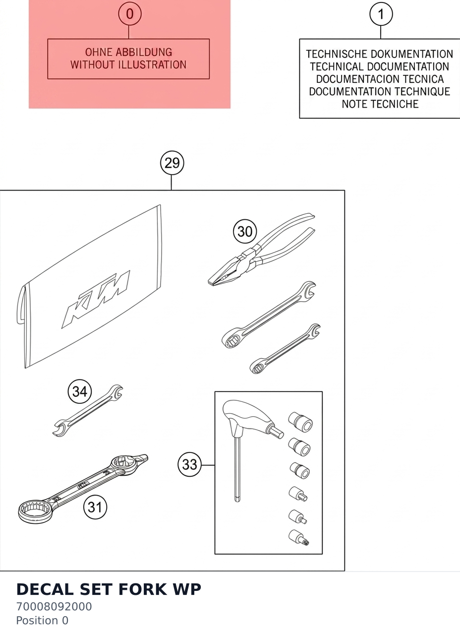 Diagram preview: DECAL SET FORK WP (70008092000)