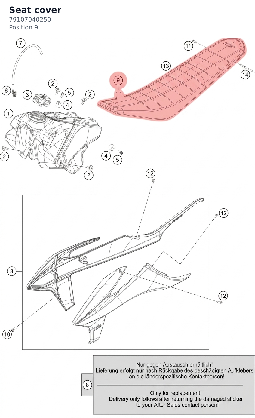 Diagram preview: Seat cover (79107040250)