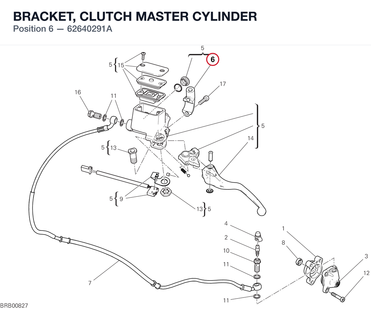 BRACKET, CLUTCH MASTER CYLINDER 62640291A diagram position