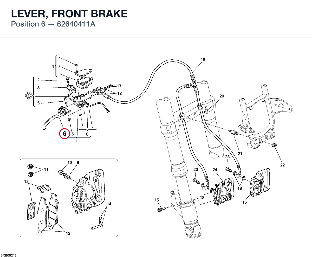 LEVER, FRONT BRAKE 62640411A diagram position