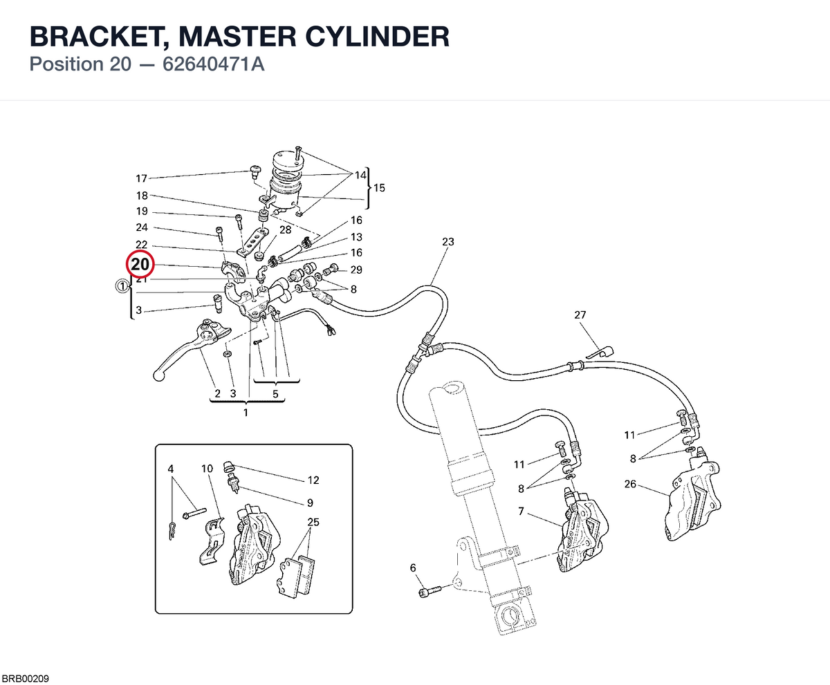BRACKET, MASTER CYLINDER 62640471A diagram position