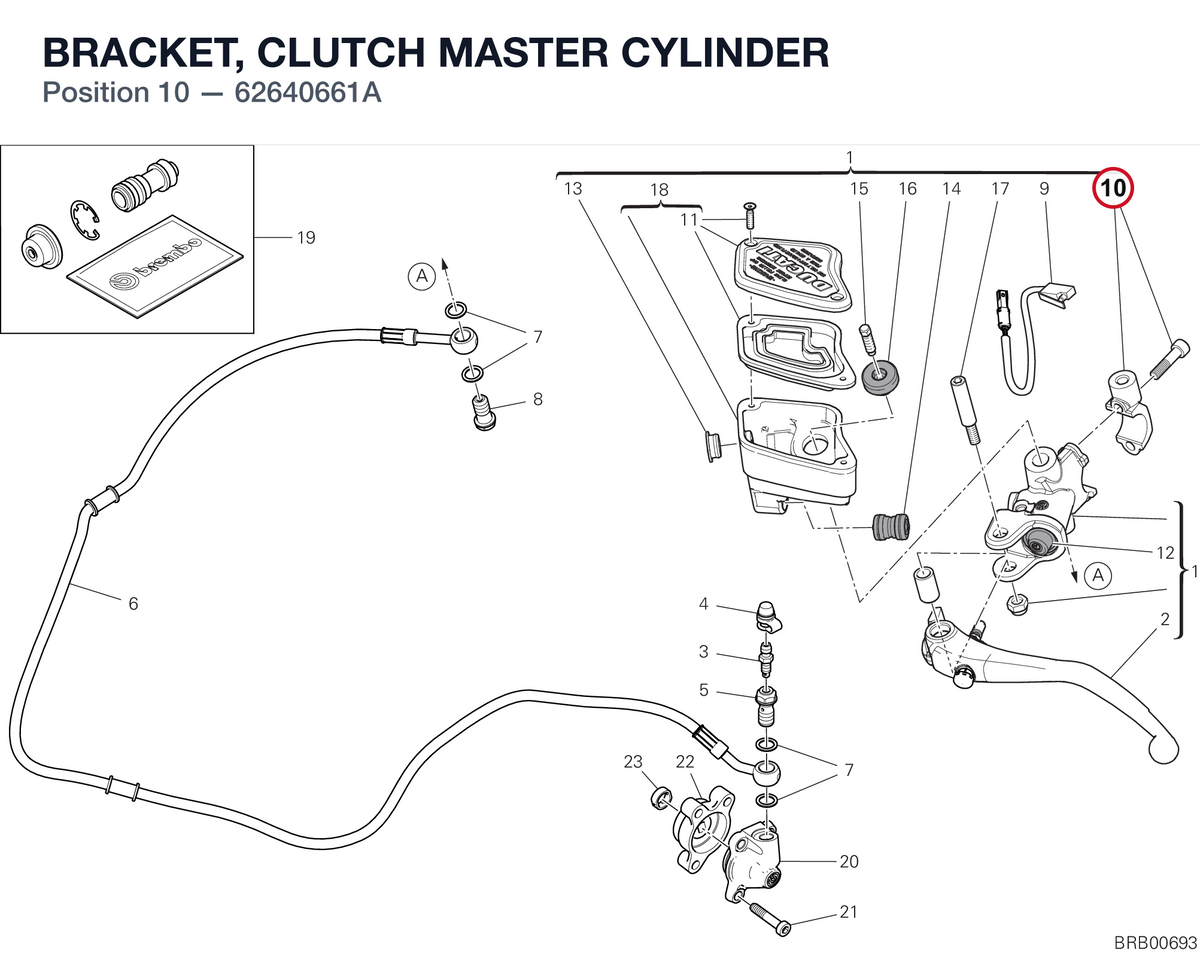 BRACKET, CLUTCH MASTER CYLINDER 62640661A diagram position