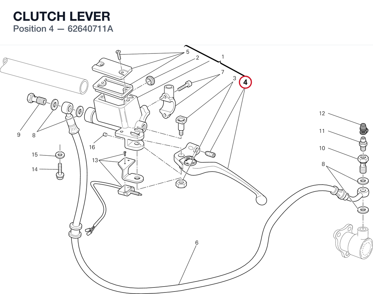 CLUTCH LEVER 62640711A diagram position