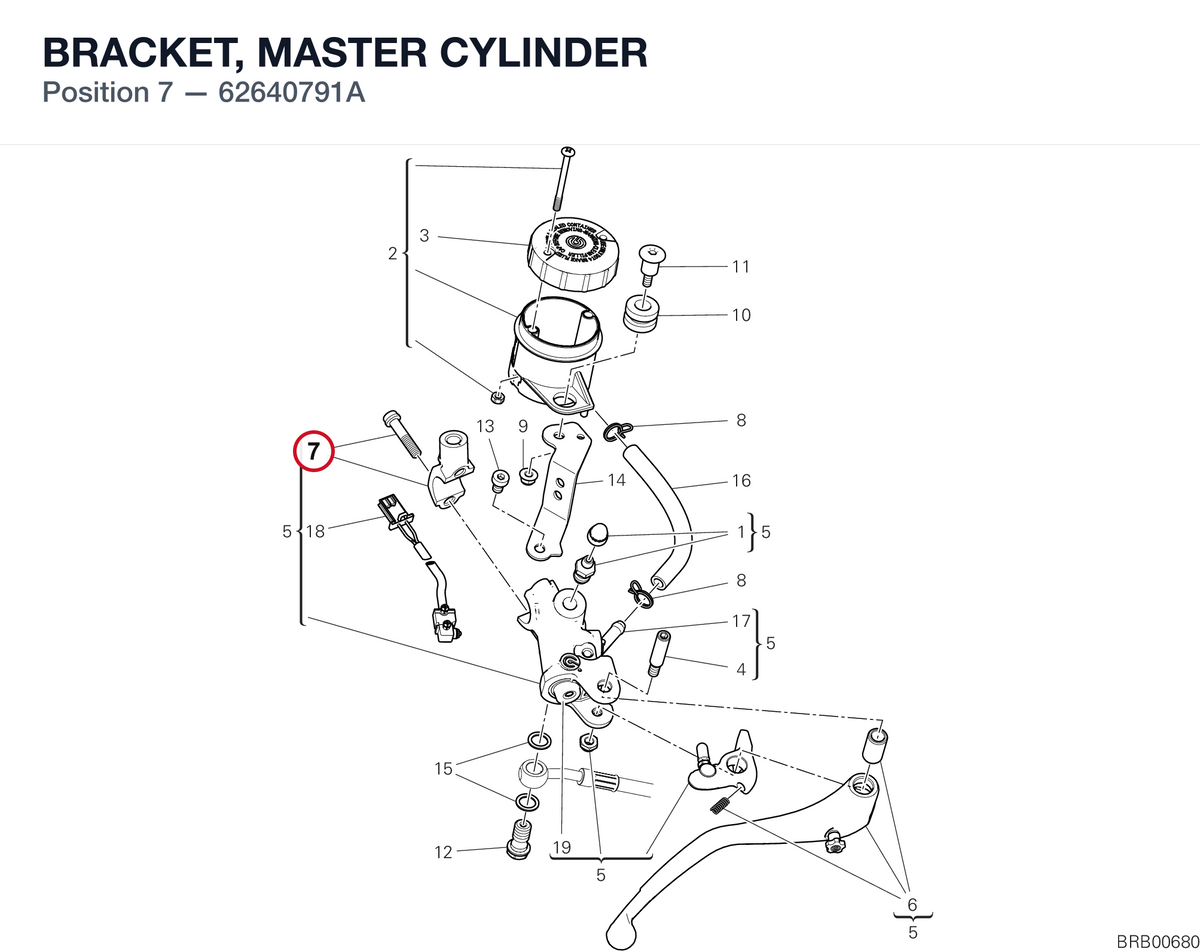 BRACKET, MASTER CYLINDER 62640791A diagram position