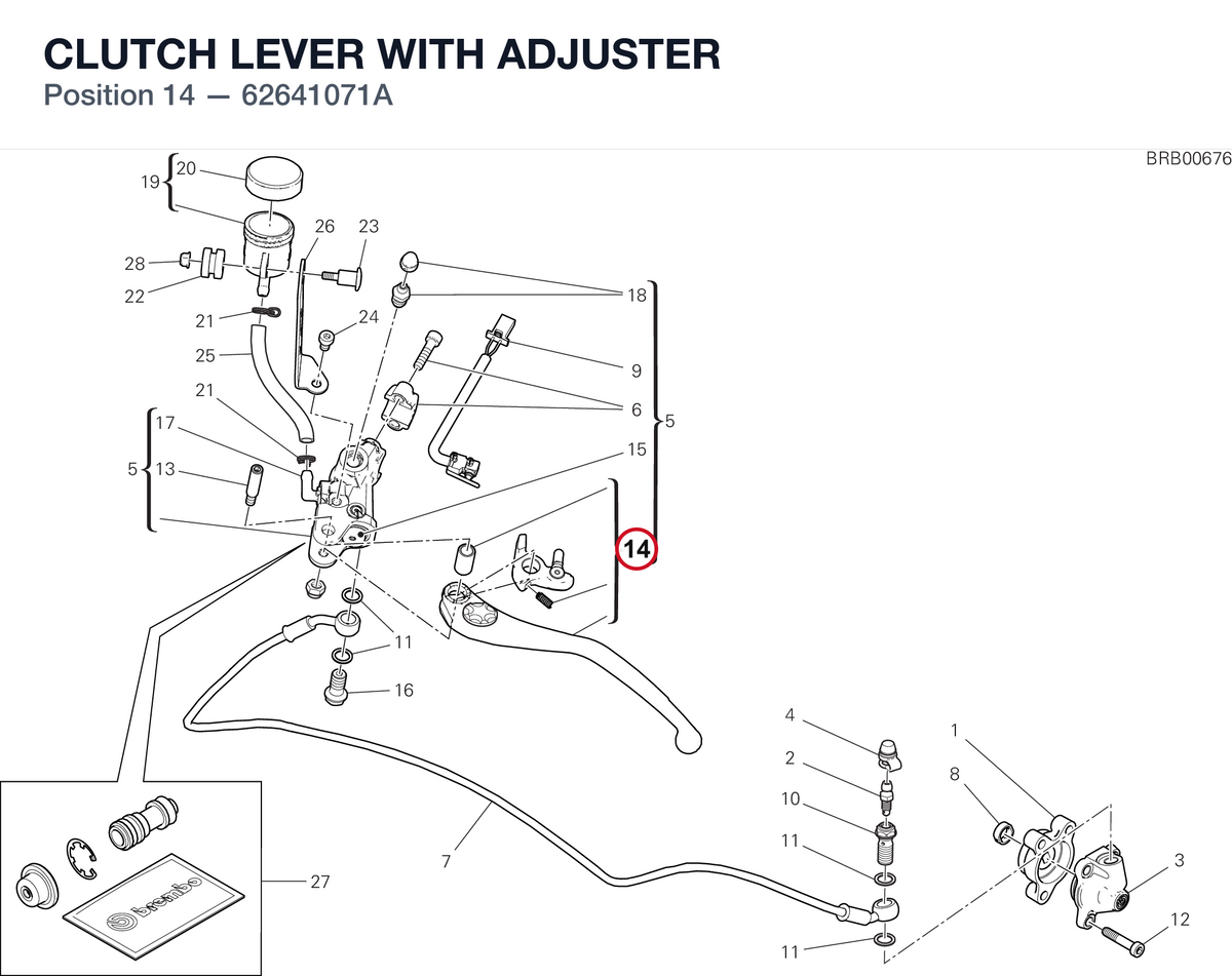 CLUTCH LEVER WITH ADJUSTER 62641071A diagram position
