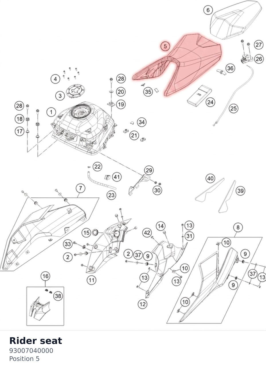 Diagram preview: Rider seat (93007040000)