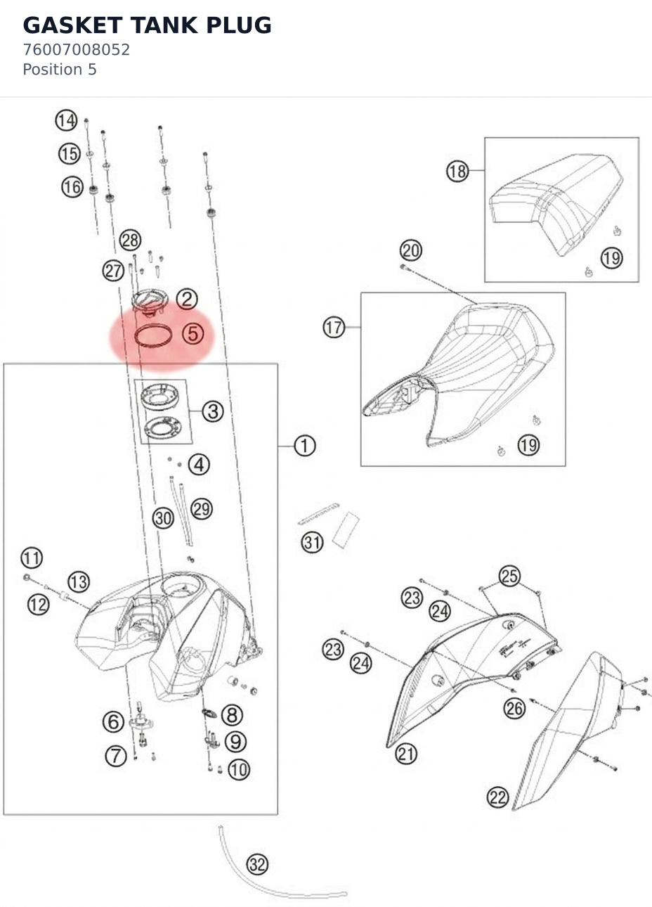 Diagram preview: GASKET TANK PLUG (76007008052)