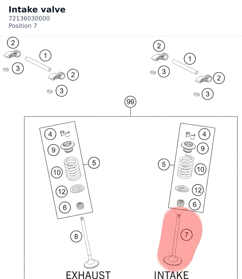 Diagram preview: Intake valve (72136030000)