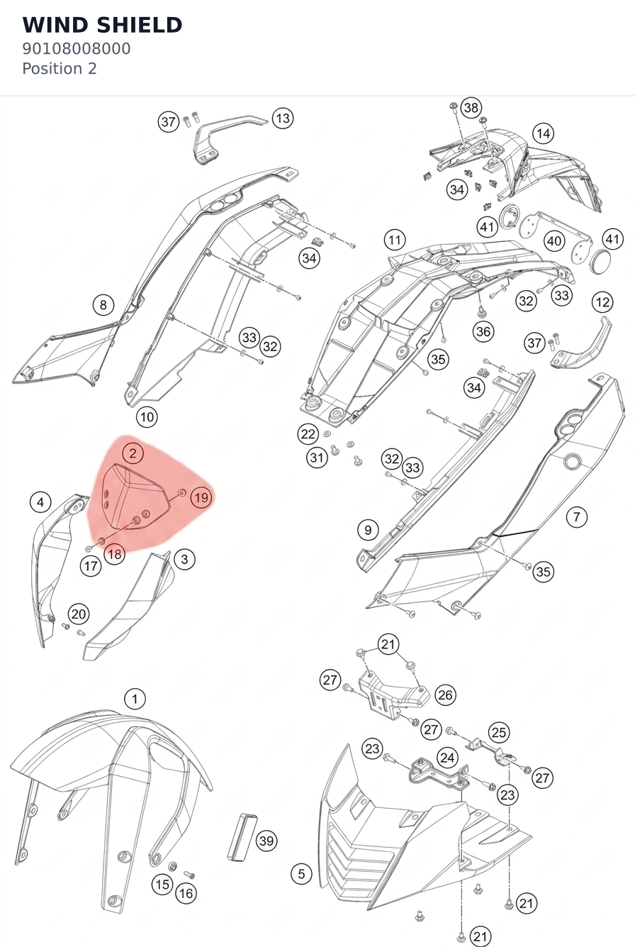 Diagram preview: WIND SHIELD (90108008000)