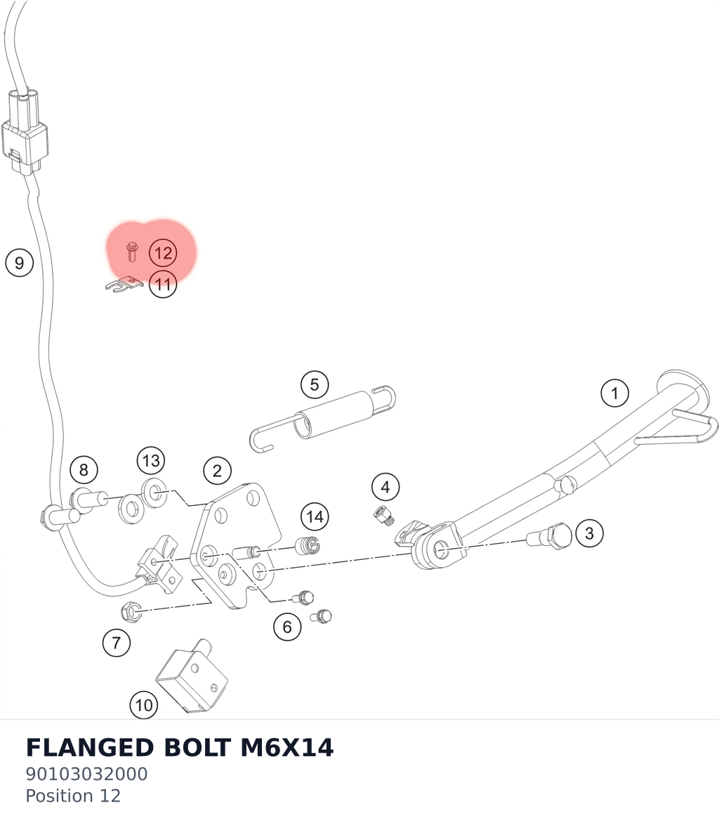 Diagram preview: FLANGED BOLT M6X14 (90103032000)