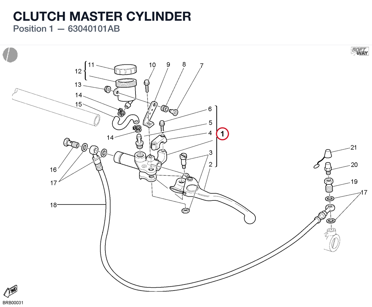 CLUTCH MASTER CYLINDER 63040101AB diagram position