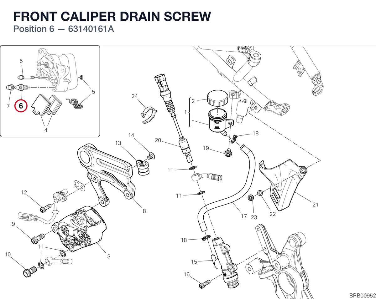 FRONT CALIPER DRAIN SCREW 63140161A diagram position
