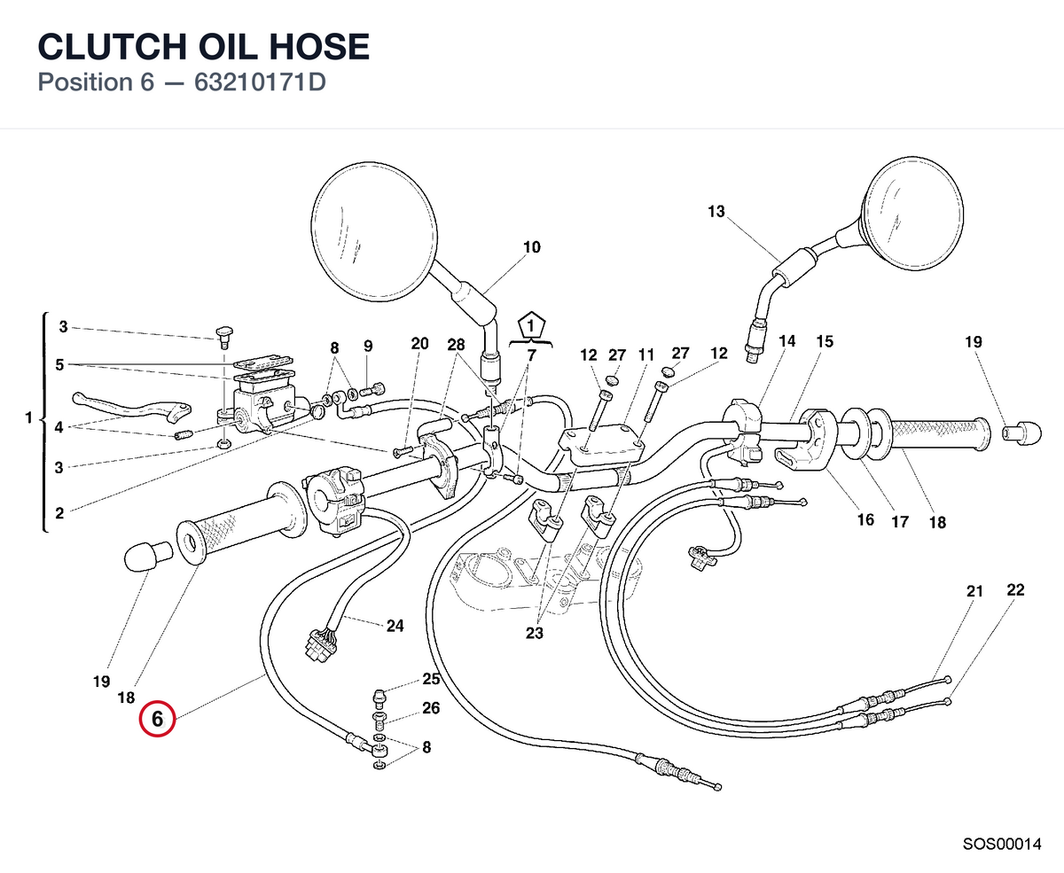CLUTCH OIL HOSE 63210171D diagram position