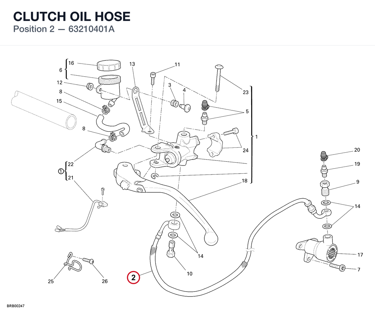 CLUTCH OIL HOSE 63210401A diagram position