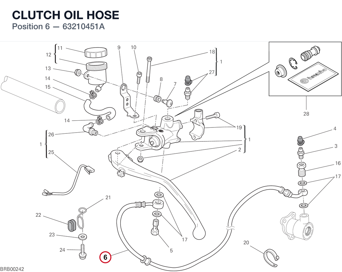 CLUTCH OIL HOSE 63210451A diagram position