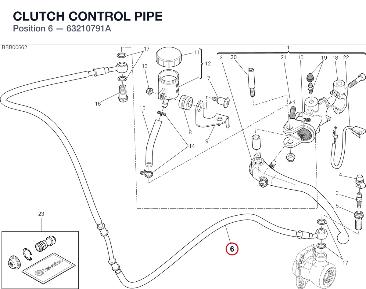 CLUTCH CONTROL PIPE 63210791A diagram position