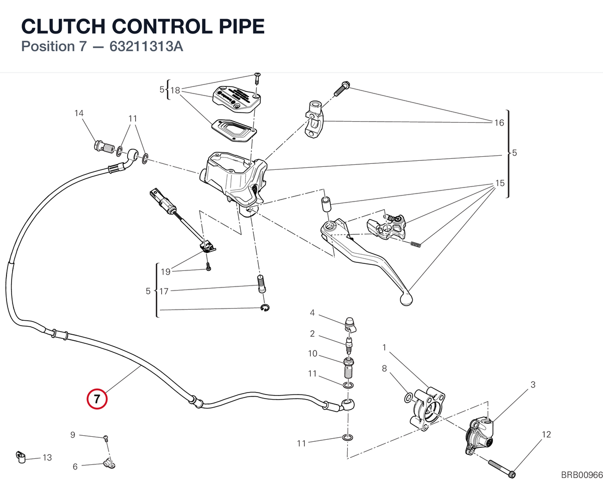 CLUTCH CONTROL PIPE 63211313A diagram position