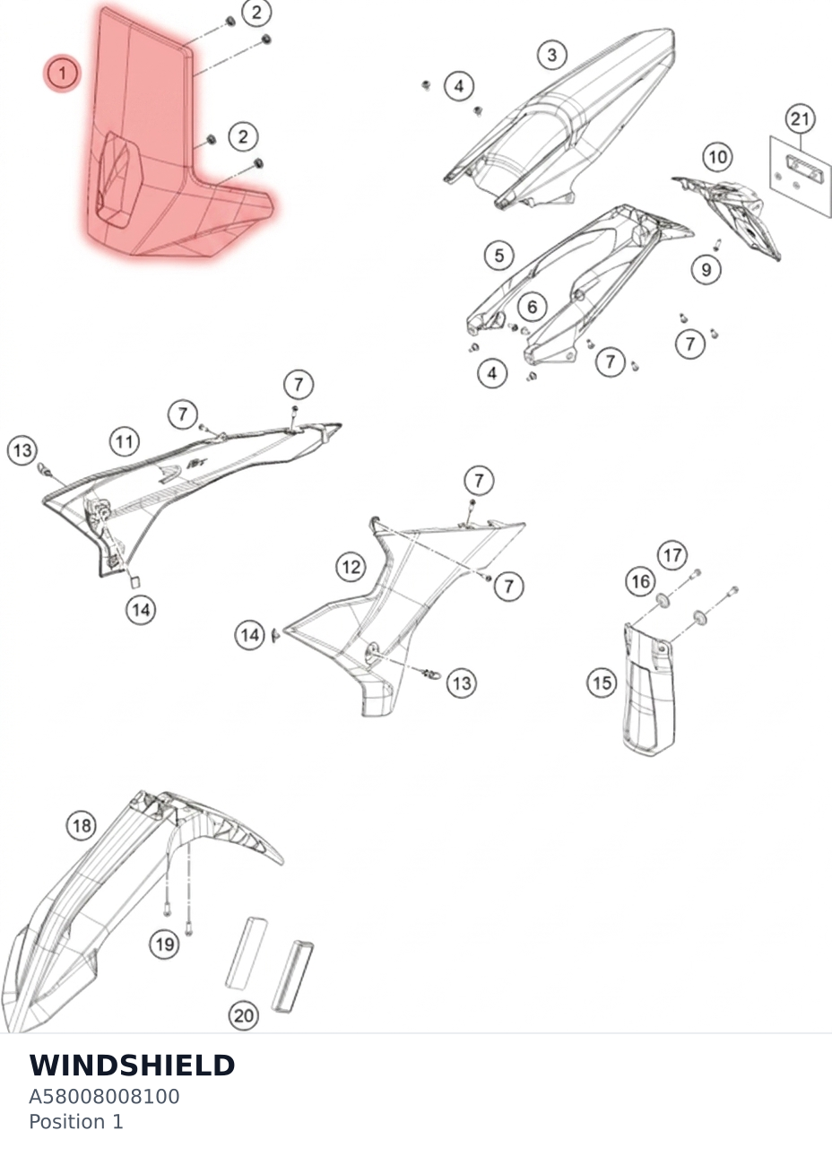 Diagram preview: WINDSHIELD (A58008008100)