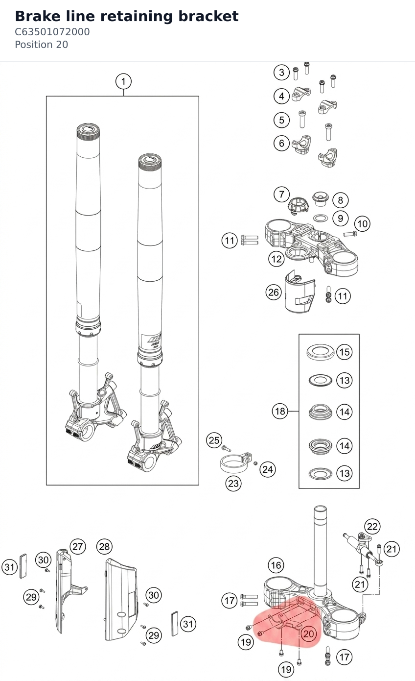 Diagram preview: Brake line retaining bracket (C63501072000)