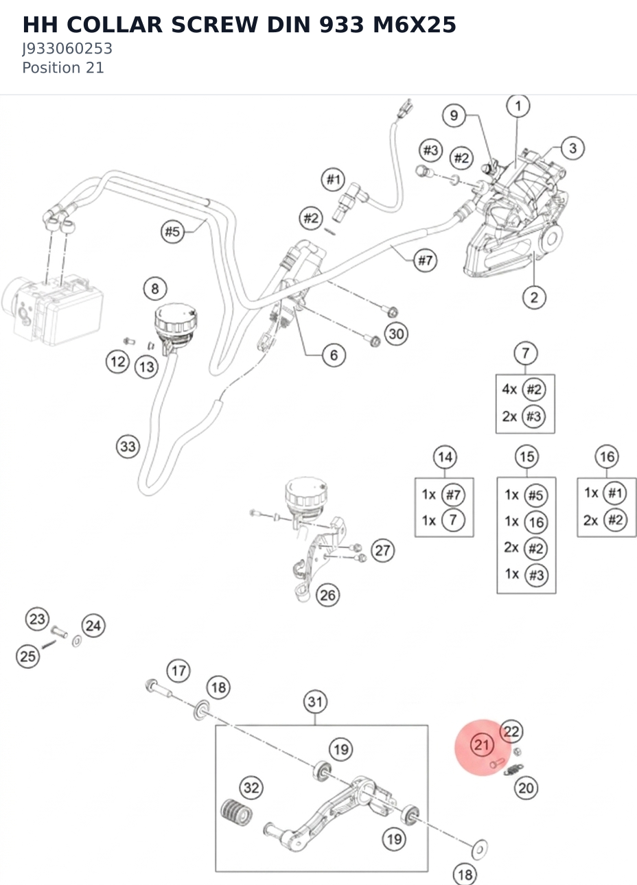 Diagram preview: HH COLLAR SCREW DIN 933 M6X25 (J933060253)