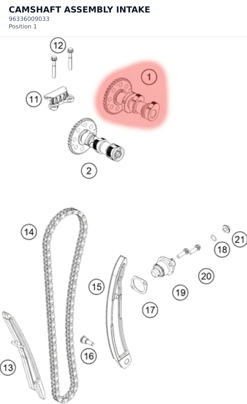 Diagram preview: CAMSHAFT ASSEMBLY INTAKE (96336009033)