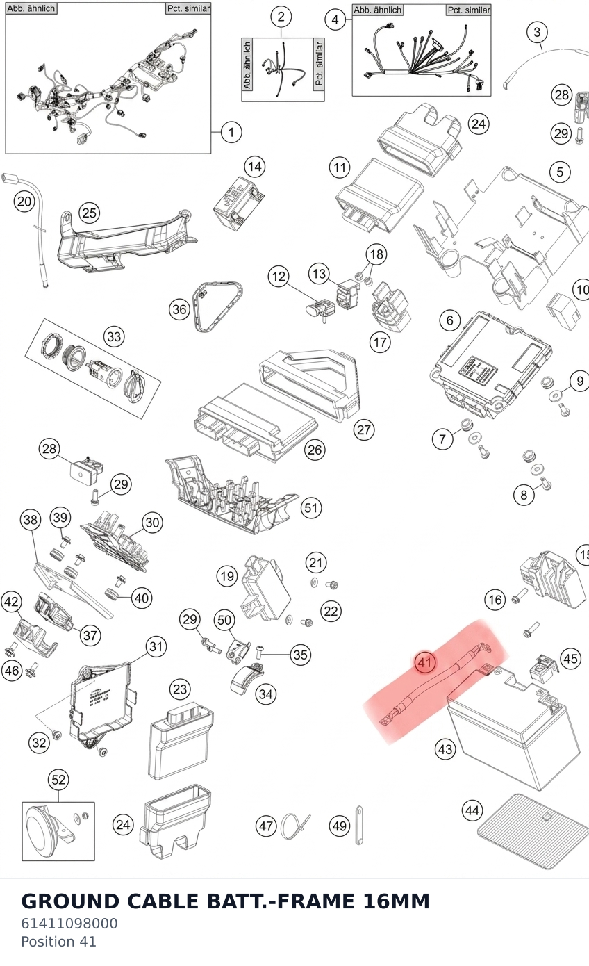 Diagram preview: GROUND CABLE BATT.-FRAME 16MM (61411098000)