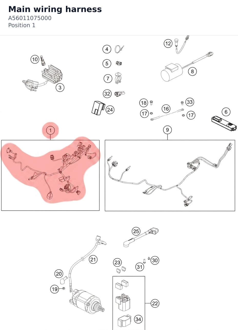 Diagram preview: Main wiring harness (A56011075000)