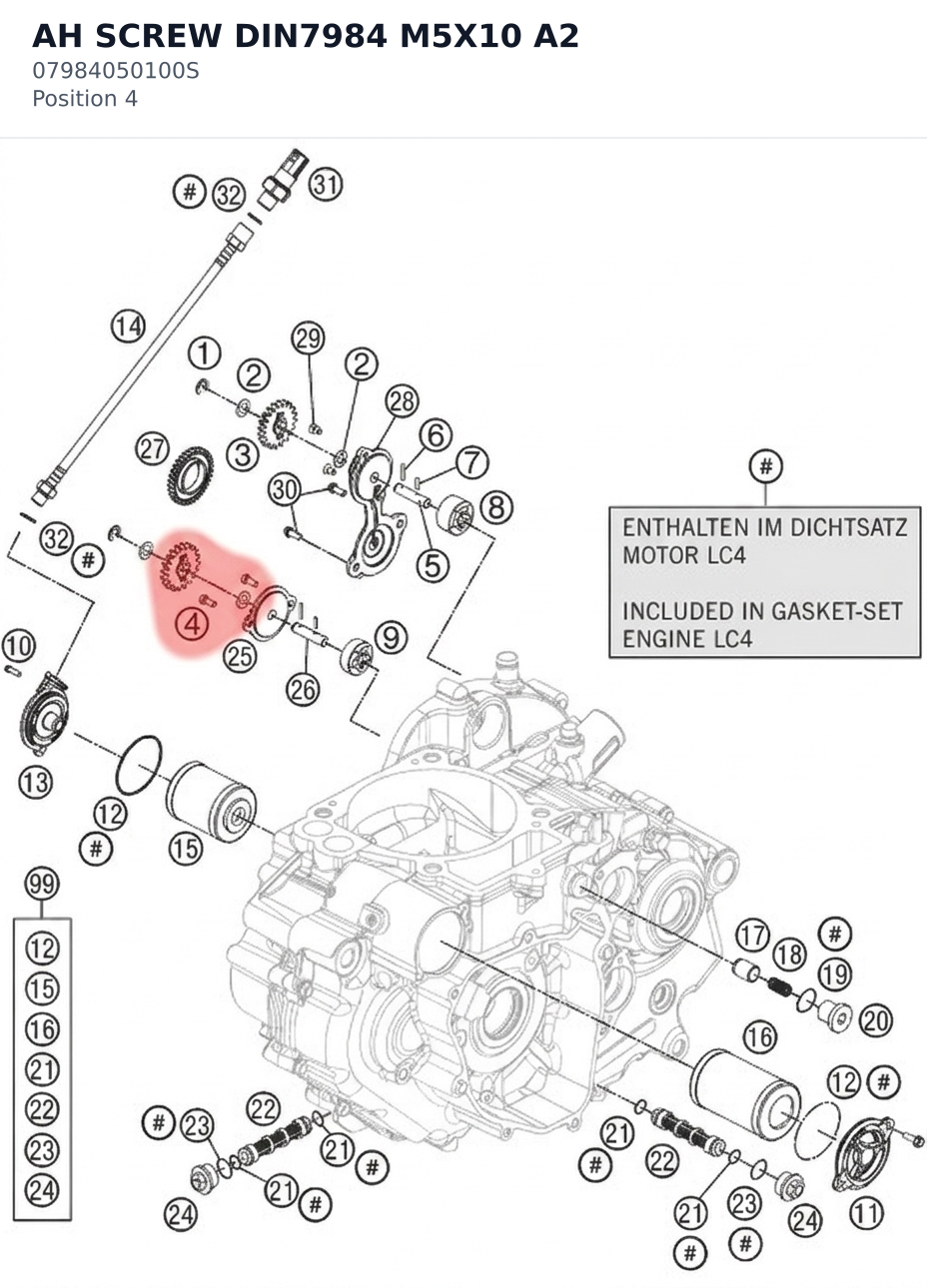 Diagram preview: AH SCREW DIN7984 M5X10 A2 (07984050100S)