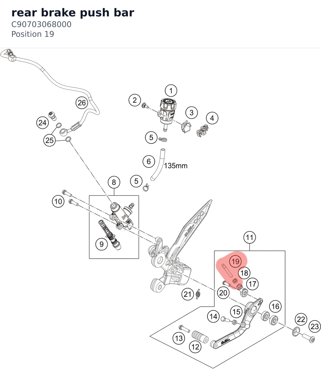 Diagram preview: rear brake push bar (C90703068000)