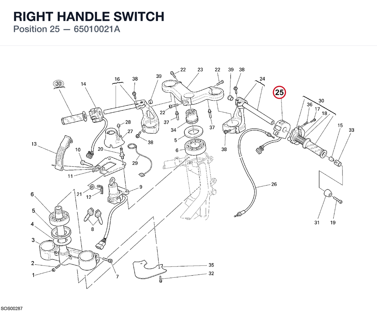 RIGHT HANDLE SWITCH 65010021A diagram position