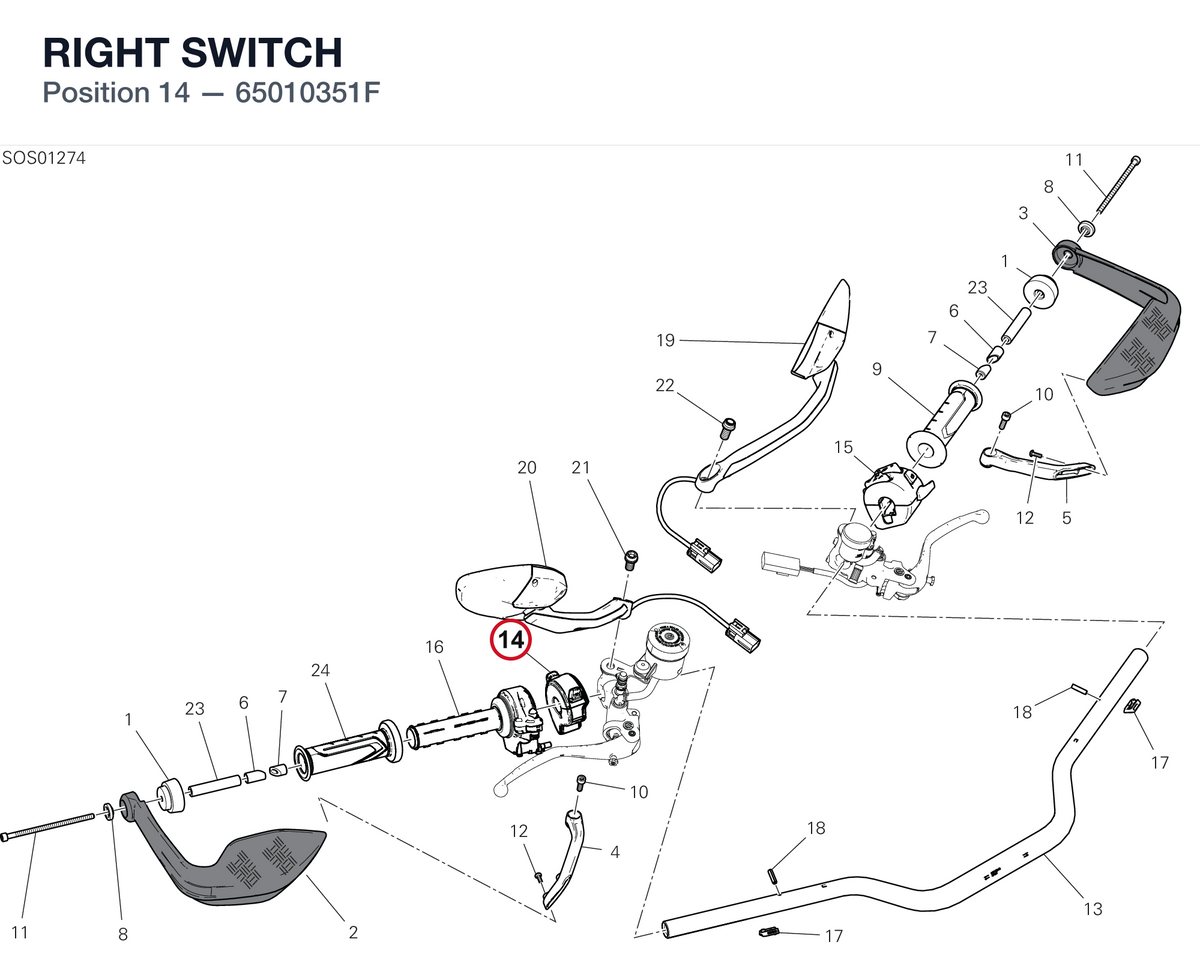 RIGHT SWITCH 65010351F diagram position