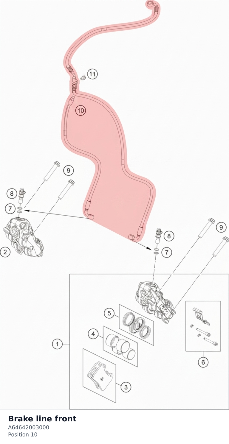 Diagram preview: Brake line front (A64642003000)