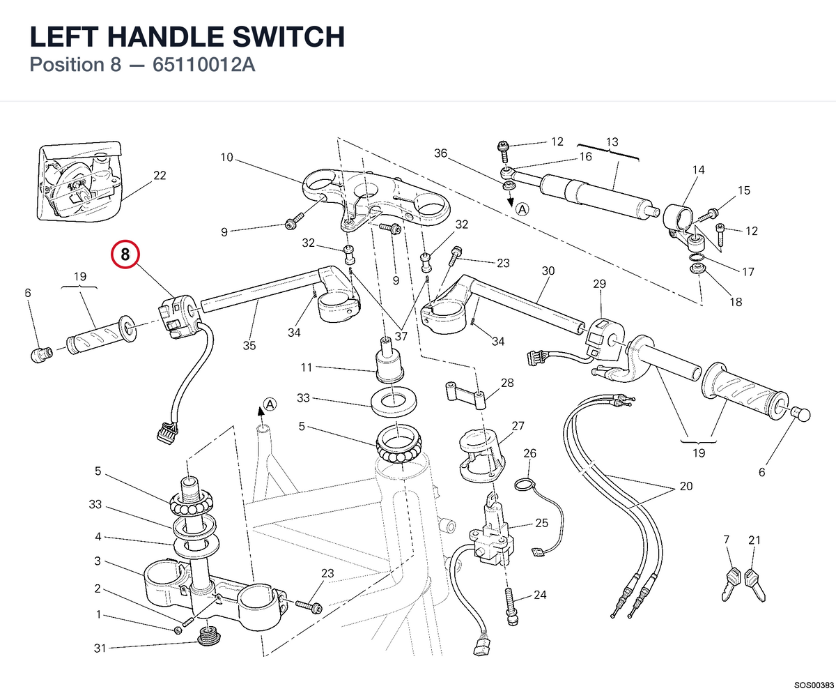 LEFT HANDLE SWITCH 65110012A diagram position