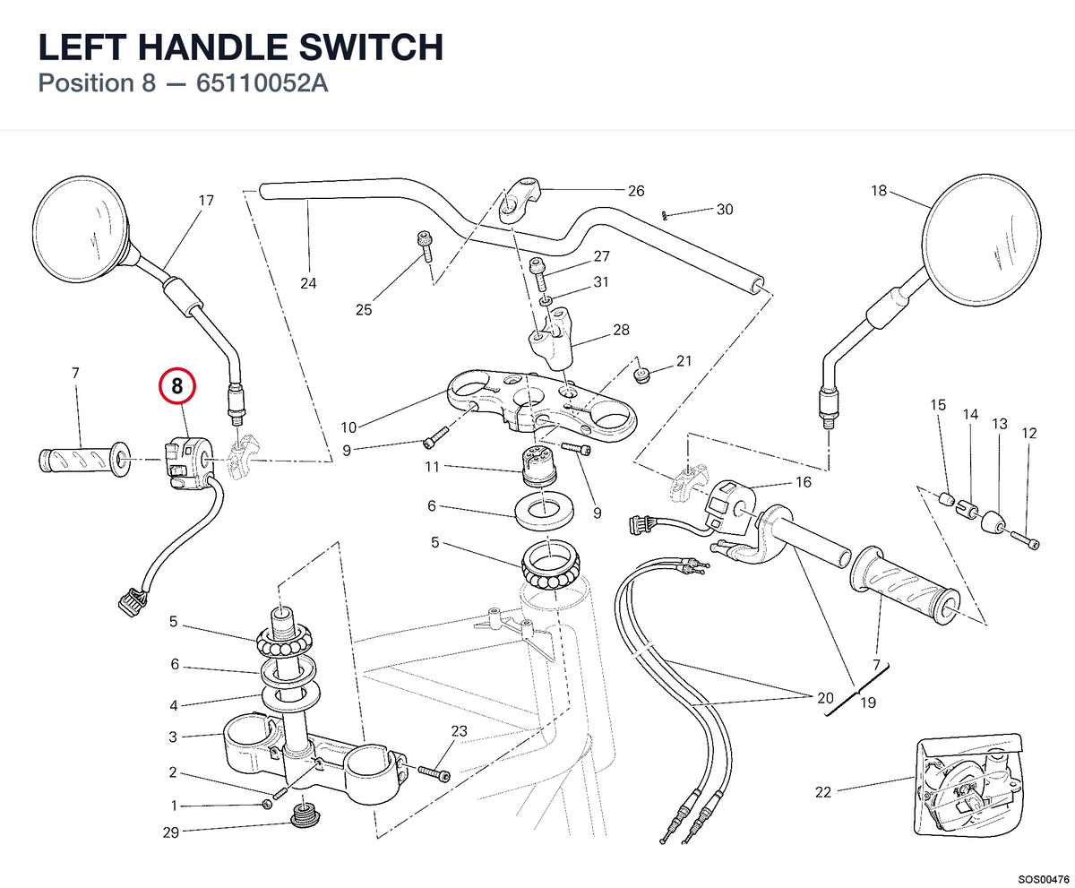 LEFT HANDLE SWITCH 65110052A diagram position