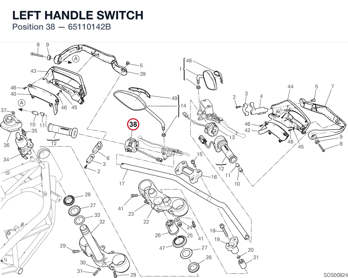 LEFT HANDLE SWITCH 65110142B diagram position