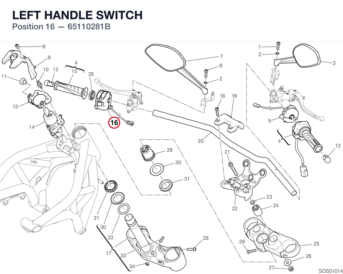 LEFT HANDLE SWITCH 65110281B diagram position