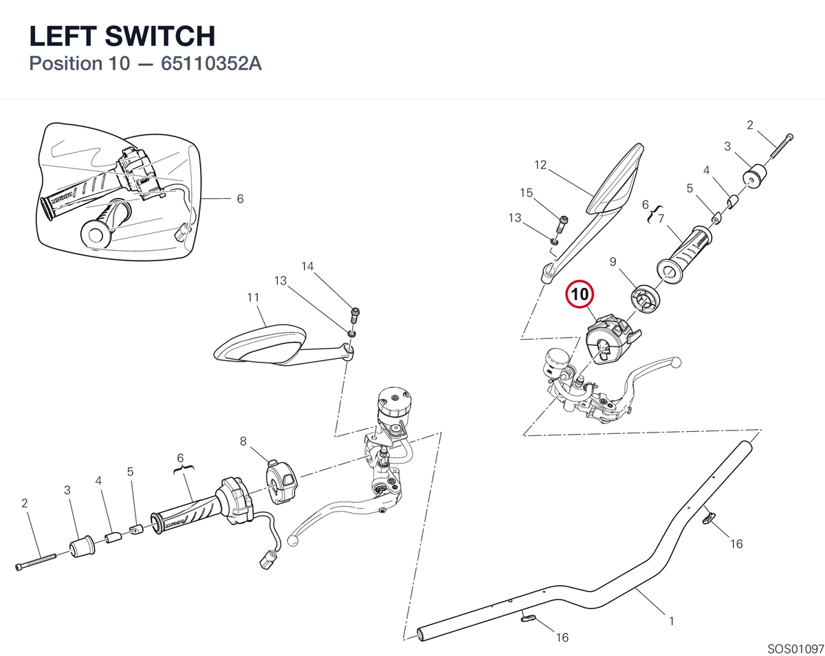 LEFT SWITCH 65110352A diagram position