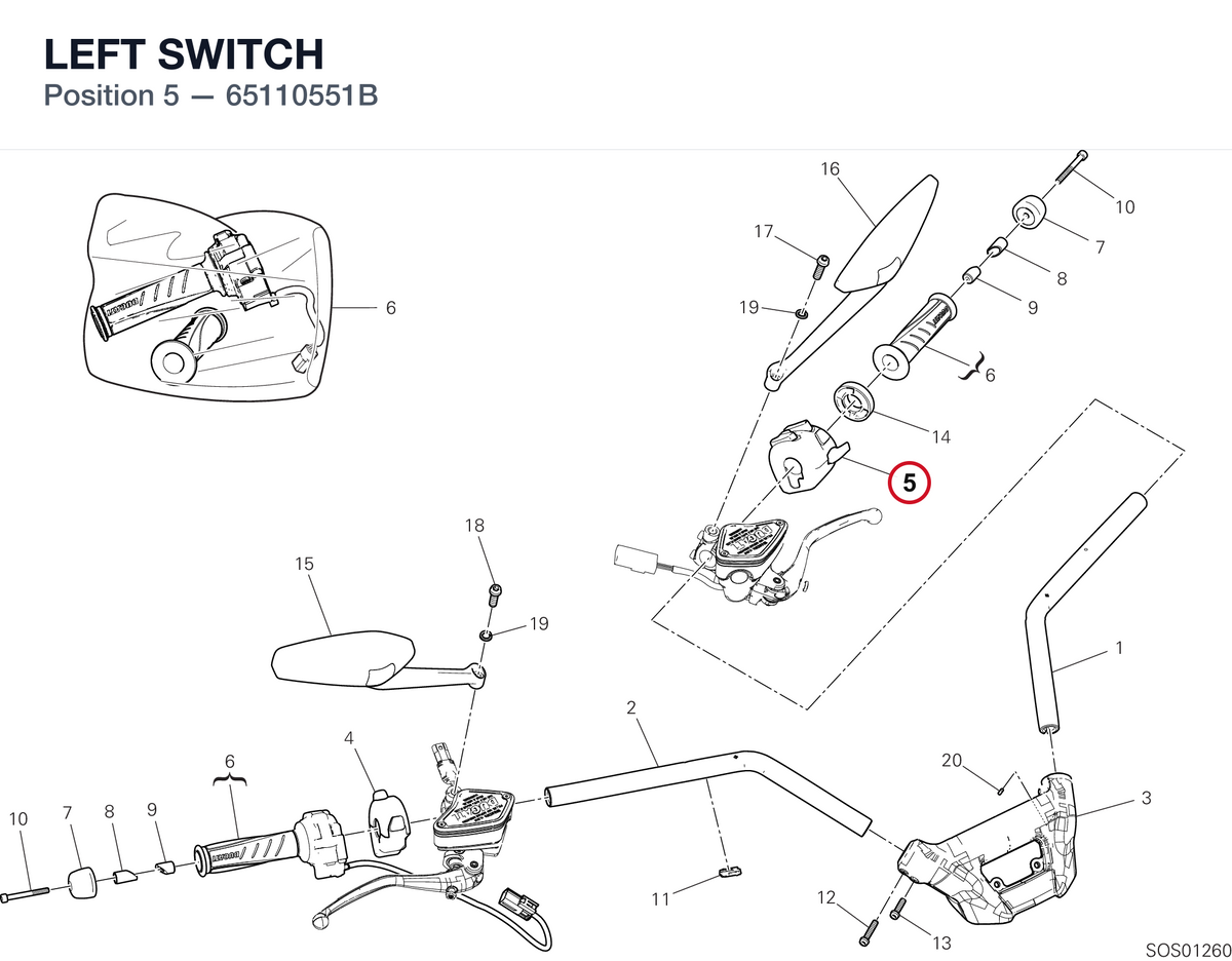 LEFT SWITCH 65110551B diagram position