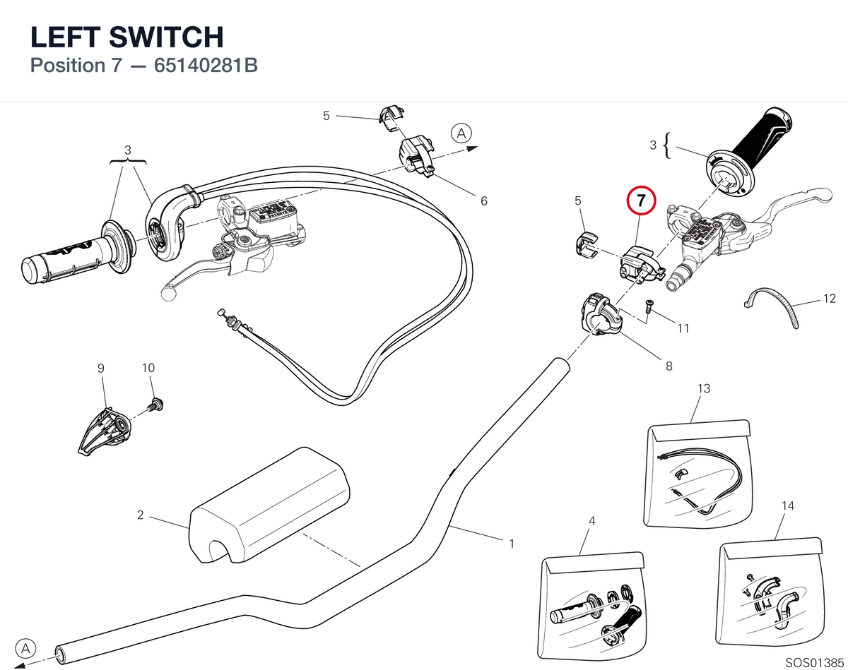 LEFT SWITCH 65140281B diagram position