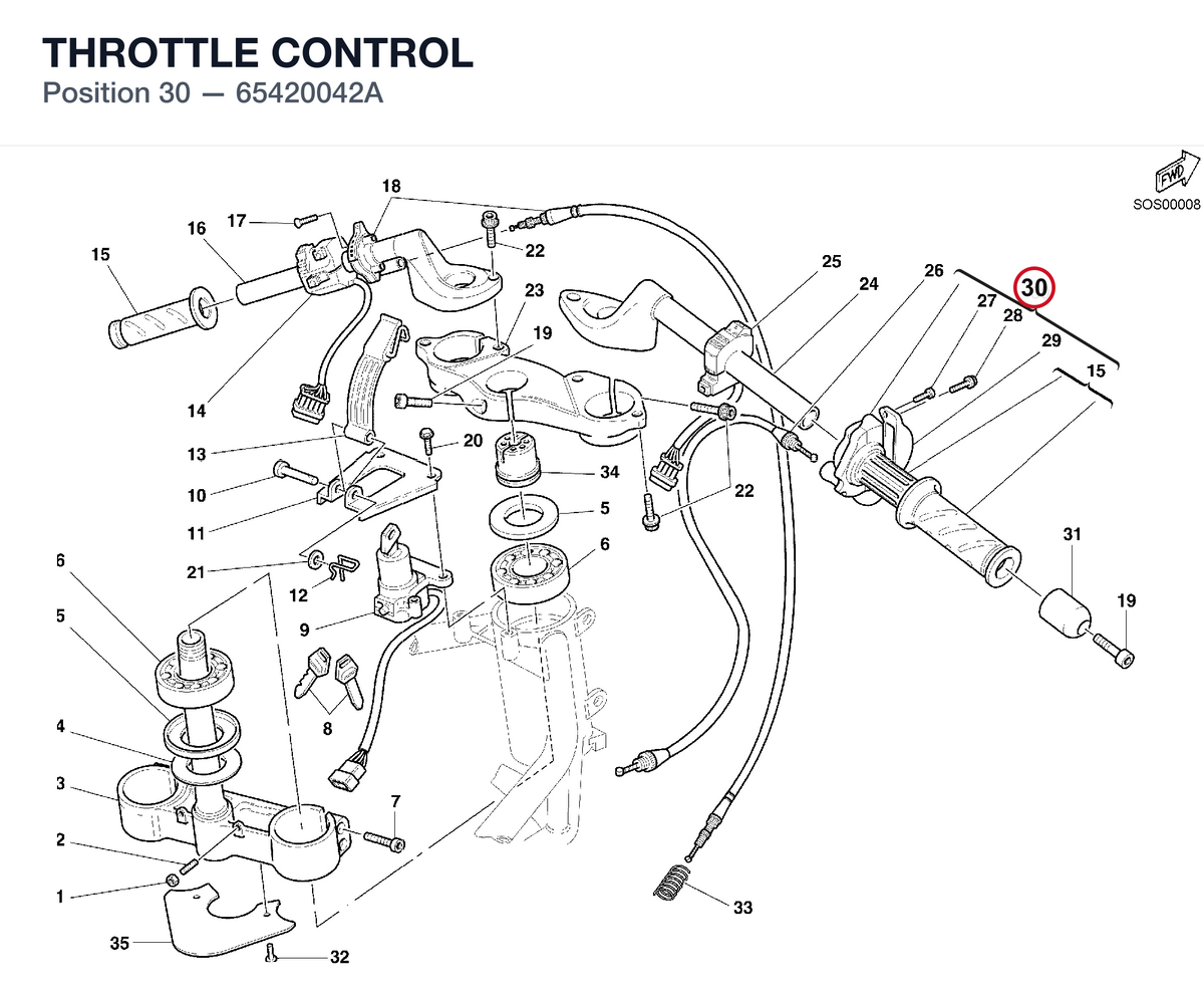 THROTTLE CONTROL 65420042A diagram position