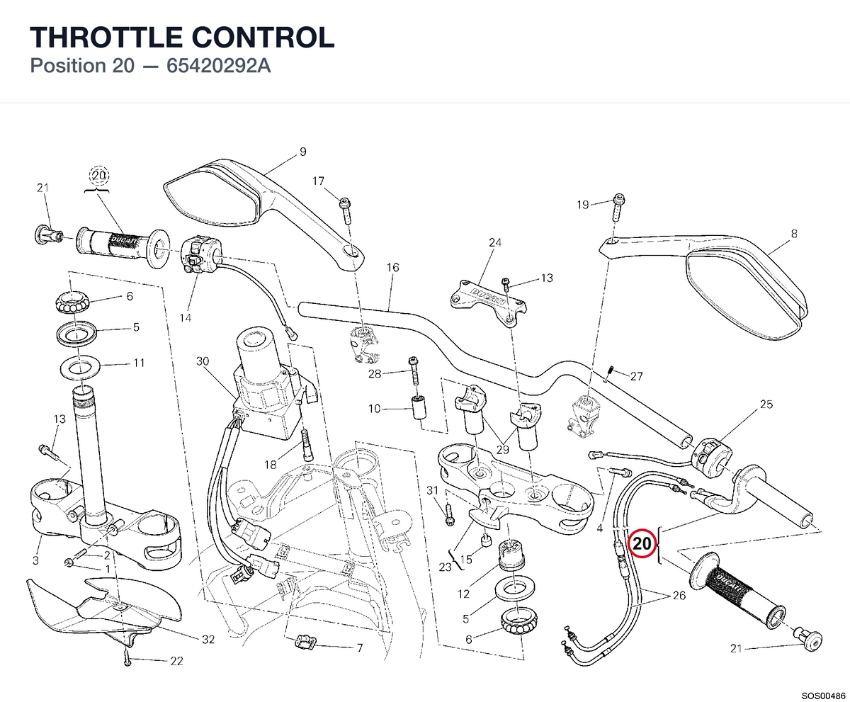 THROTTLE CONTROL 65420292A diagram position