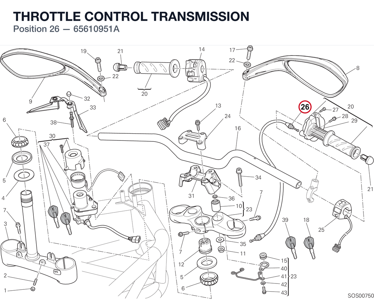 THROTTLE CONTROL TRANSMISSION 65610951A diagram position