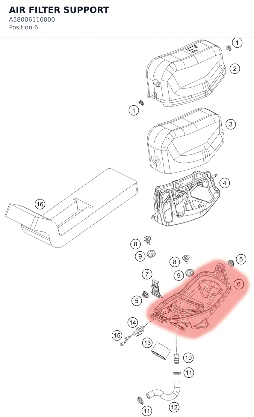 Diagram preview: AIR FILTER SUPPORT (A58006116000)