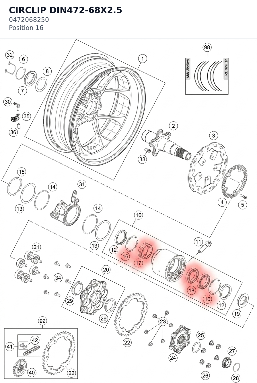 Diagram preview: CIRCLIP DIN472-68X2.5 (0472068250)