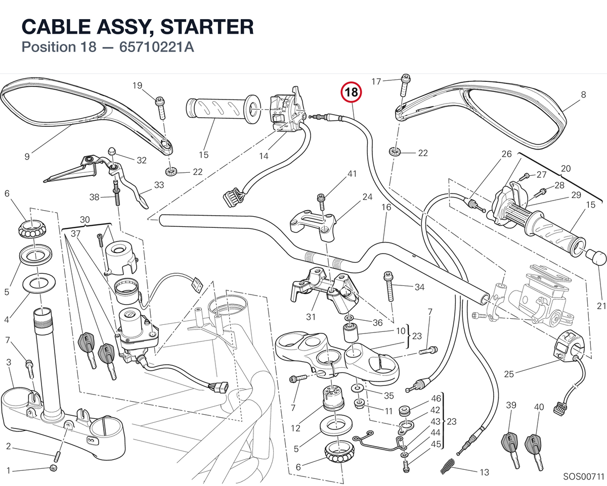 CABLE ASSY, STARTER 65710221A diagram position