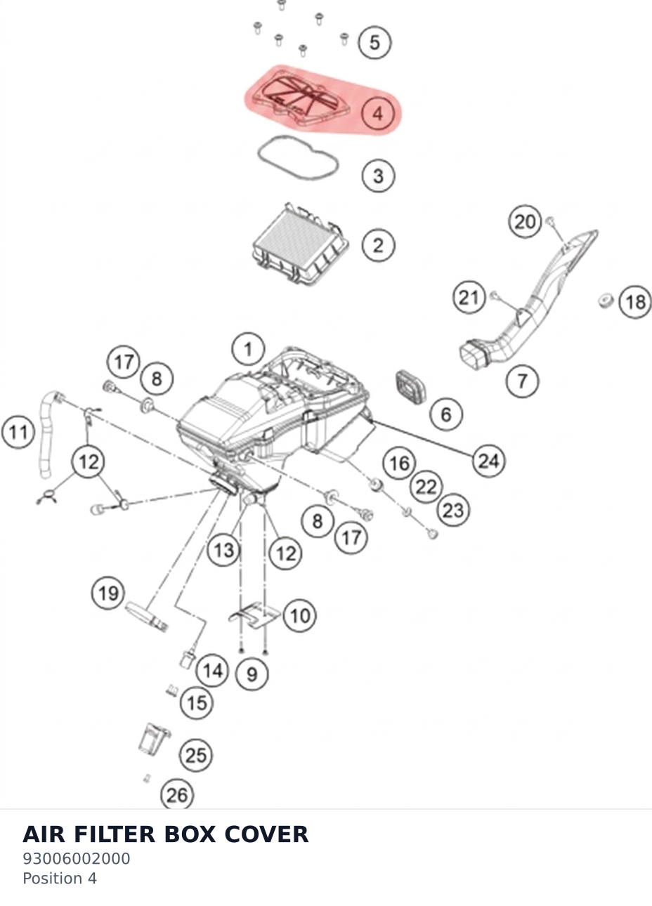 Diagram preview: AIR FILTER BOX COVER (93006002000)