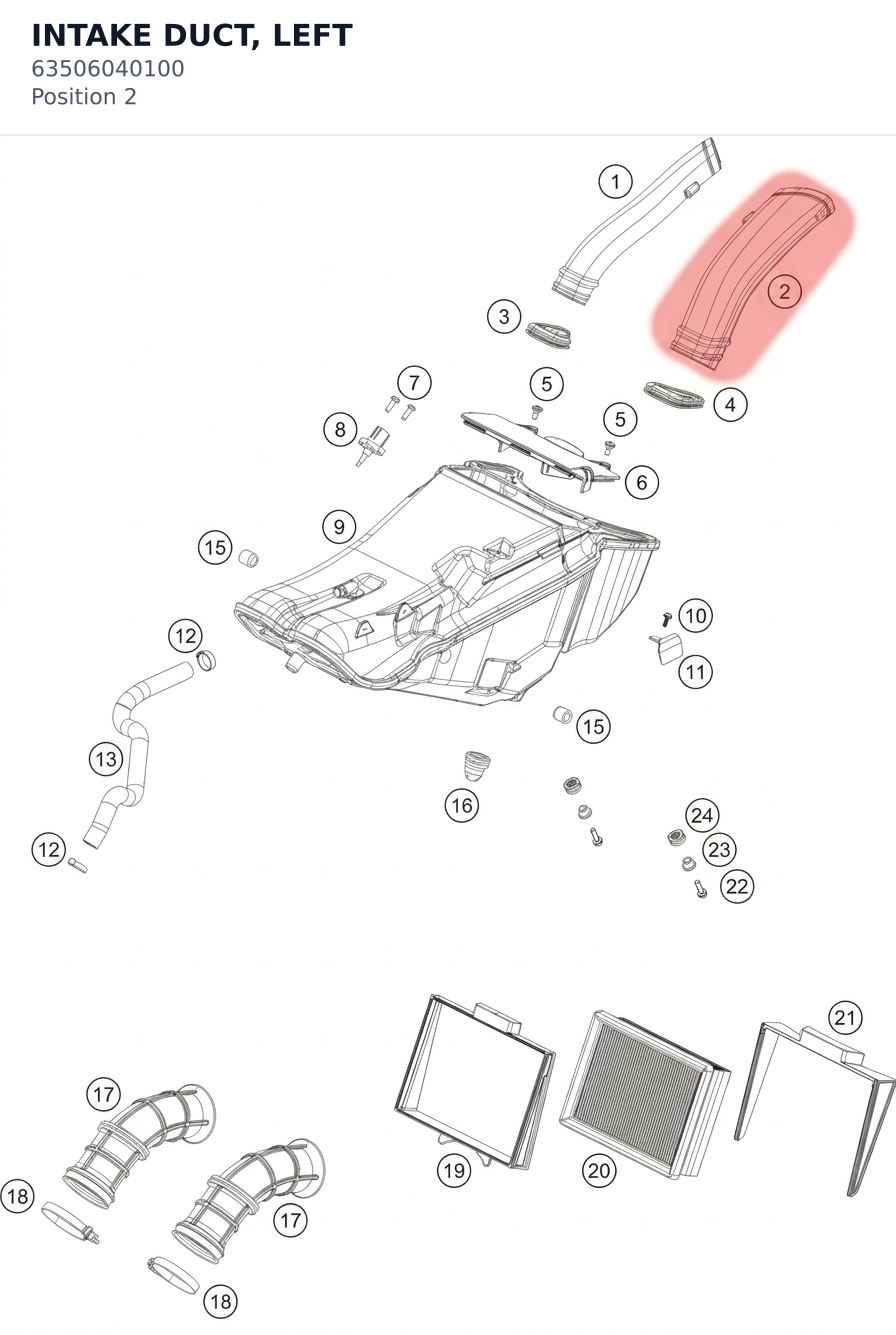 Diagram preview: INTAKE DUCT, LEFT (63506040100)
