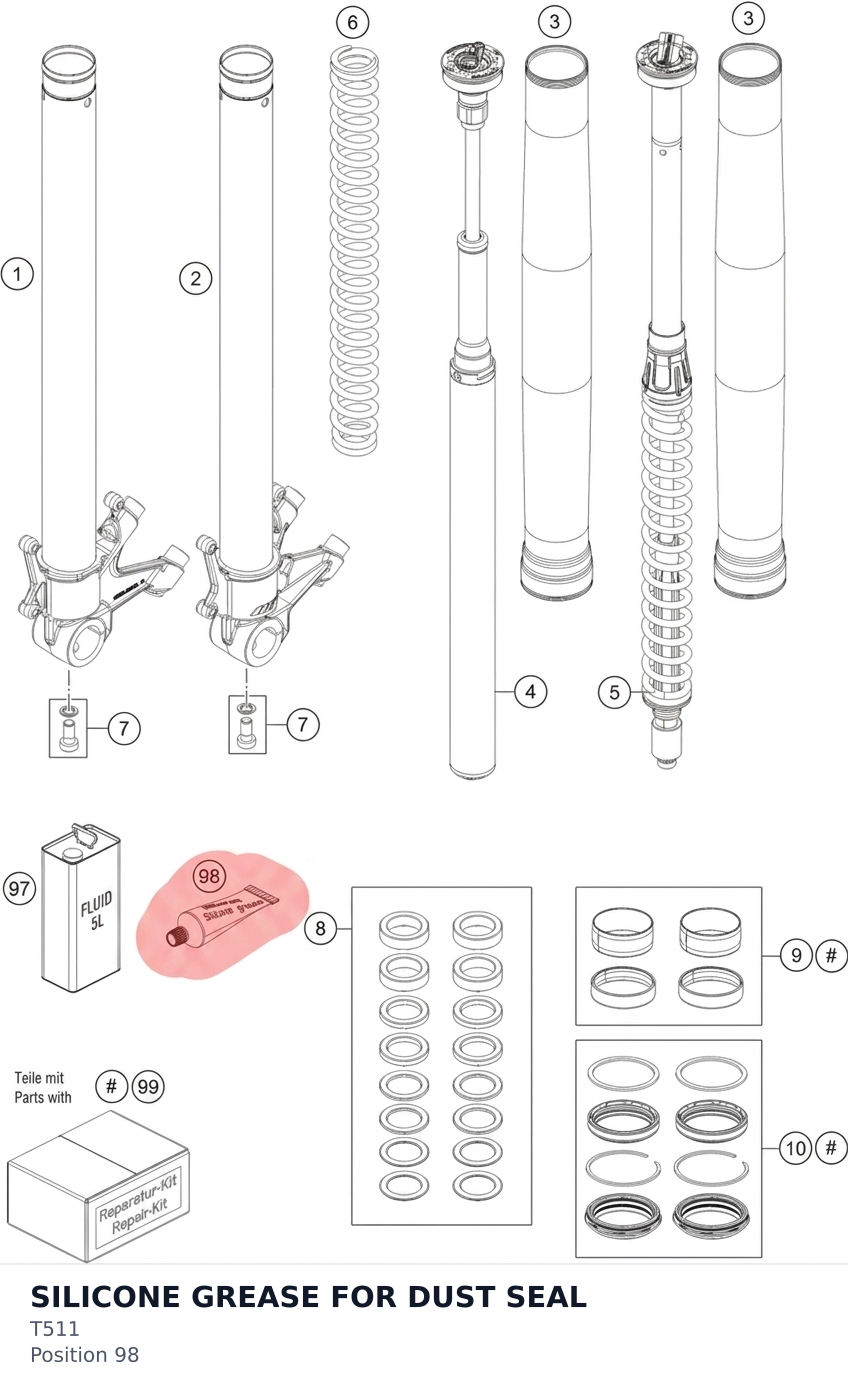 Diagram preview: SILICONE GREASE FOR DUST SEAL (T511)
