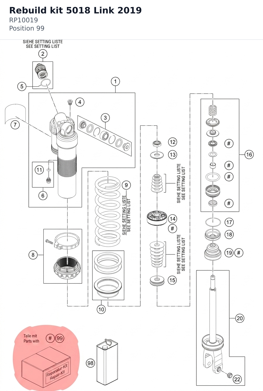 Diagram preview: Rebuild kit 5018 Link 2019 (RP10019)