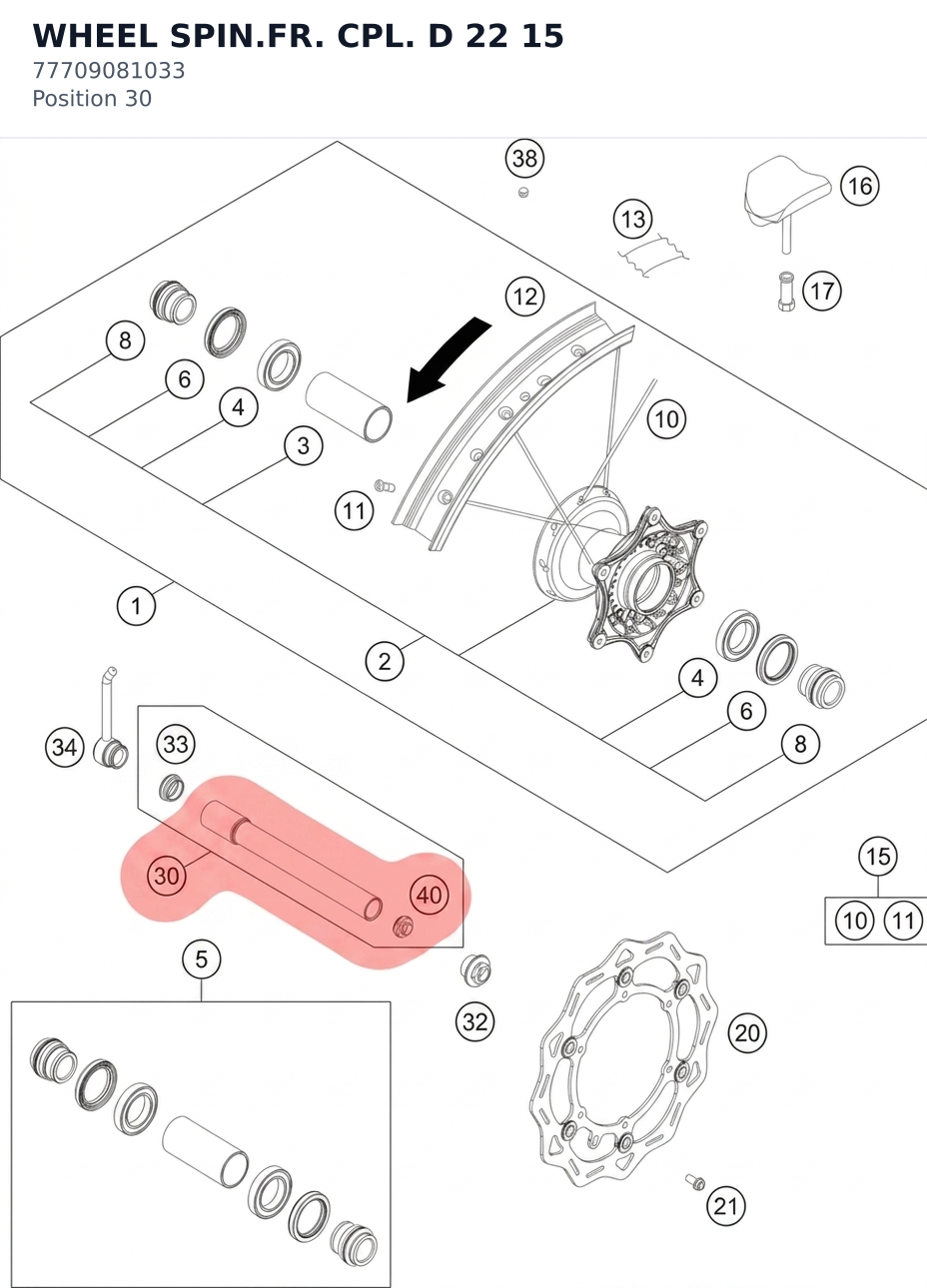 Diagram preview: WHEEL SPIN.FR. CPL. D 22 15 (77709081033)